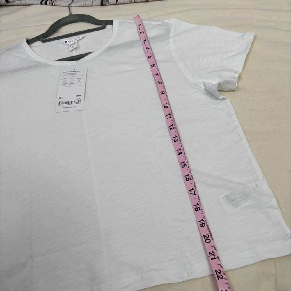 🏷️NWT Athleta Size Large Essential Slub Tee Bright White Semi-Fitted Crew Neck - Picture 10 of 16